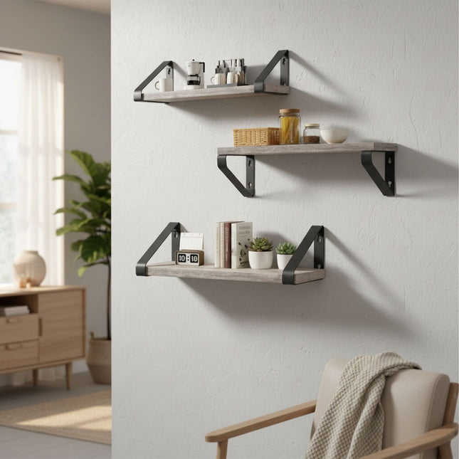 Wall Shelves – 3 Sizes, Versatile Home Storage