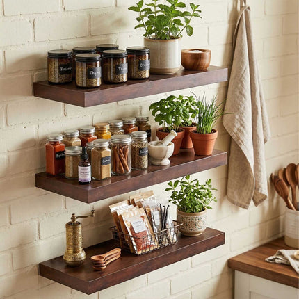 Wall Shelves, Set of 3 Hanging Display Shelves