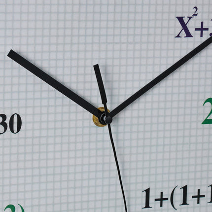Wall clock with mathematical formulas