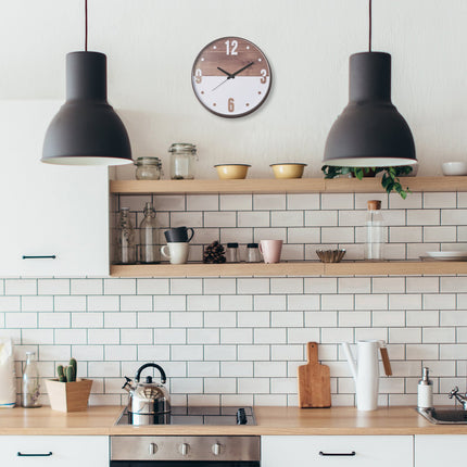 Wall clock wooden look/white