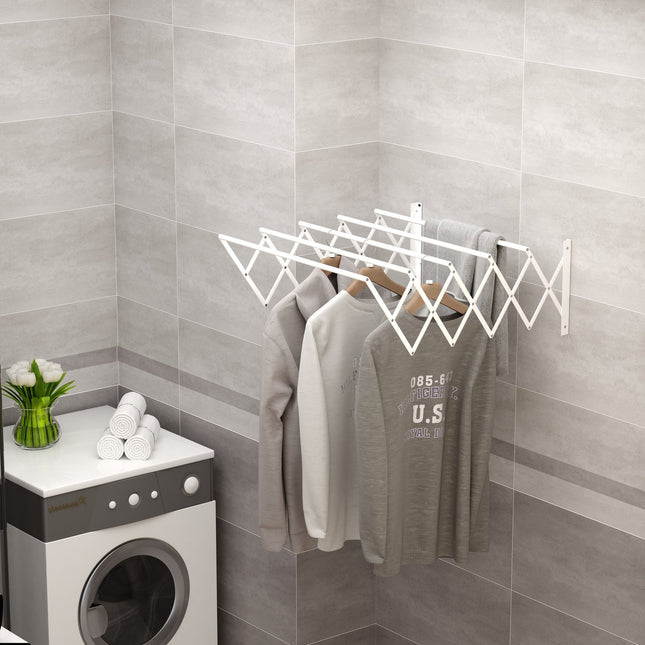Space-saving wall dryer, white metal, indoor/outdoor