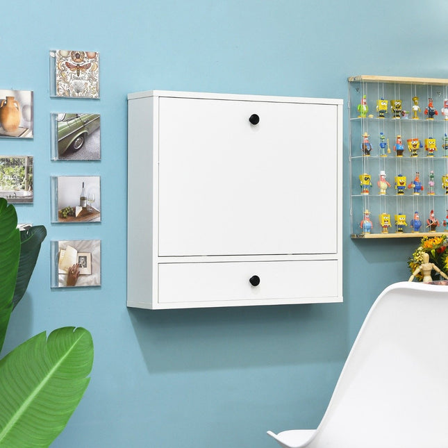 Wall folding table with storage compartments and drawer folding table for small rooms white
