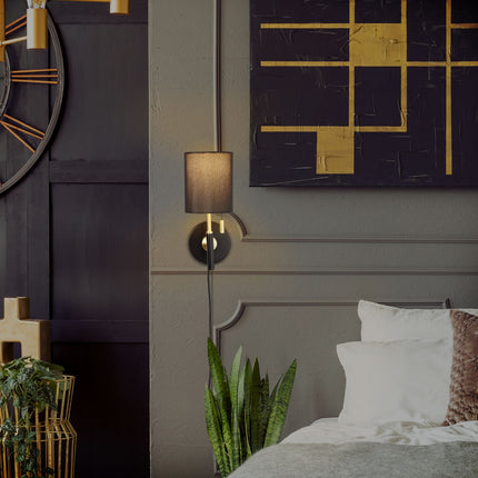 Wall lamp with fabric shade