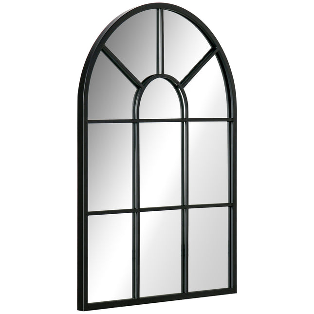 Black metal framed wall mirror, 70x50 cm, decorative hanging