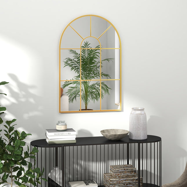 Gold decorative wall mirror - 91 x 60 cm, metal frame