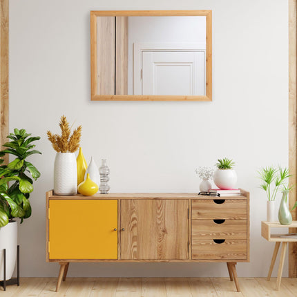 Wall mirror with bamboo frame