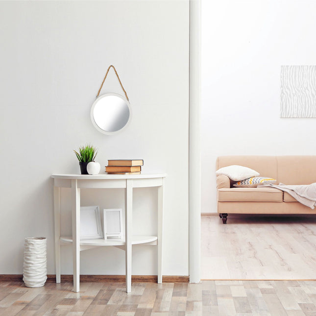 Wall mirror with rope suspension