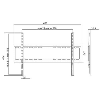 Wall mount TV 37-70" Fixed