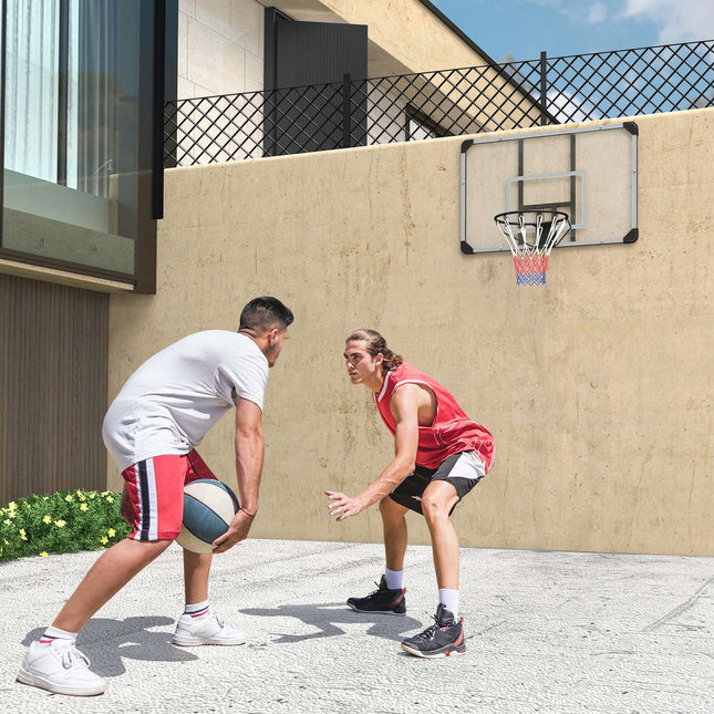 Outdoor wall-mounted basketball hoop with steel backboard