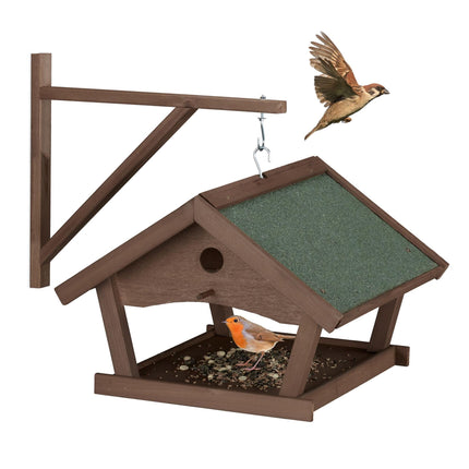 Wall-mounted bird table brown
