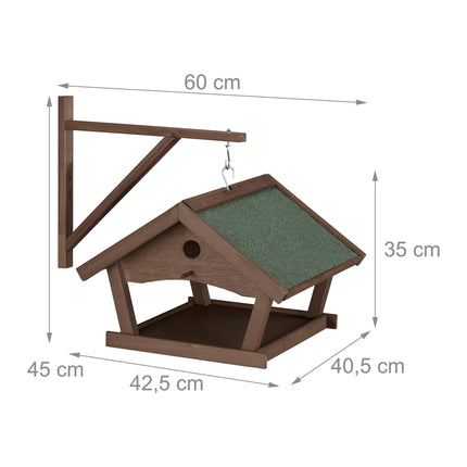 Wall-mounted bird table brown