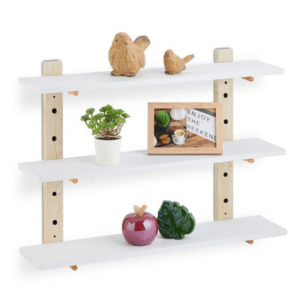 Wall shelf in wood effect with 3 shelves