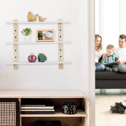 Wall shelf in wood effect with 3 shelves