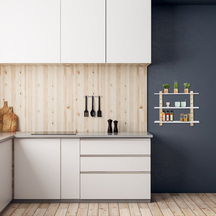 Wall shelf in wood effect with 3 shelves