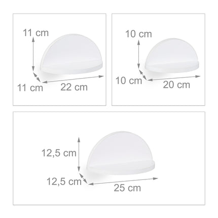Wall shelf set of 3 white