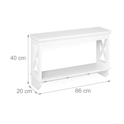 Wall shelf with 3 hooks