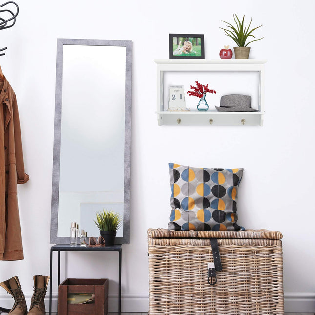 Wall shelf with 3 hooks