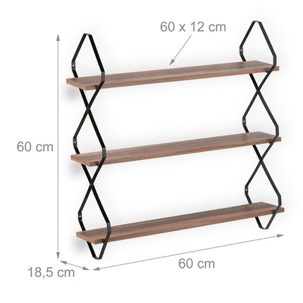 Wall shelf with 3 shelves