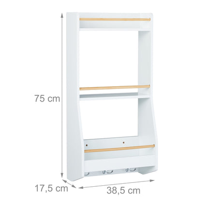 Wall shelf with 6 hooks