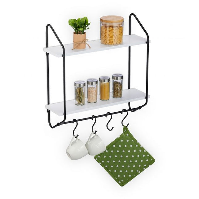 Wall shelf with hook bar