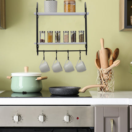 Wall shelf with hook bar