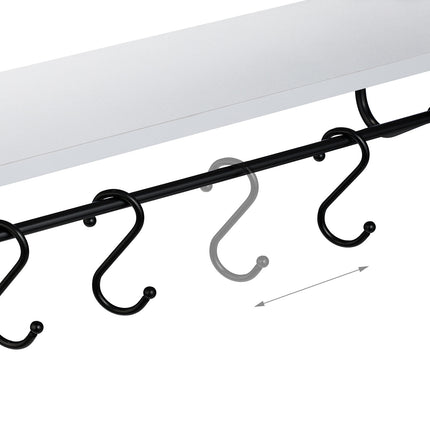 Wall shelf with hook bar