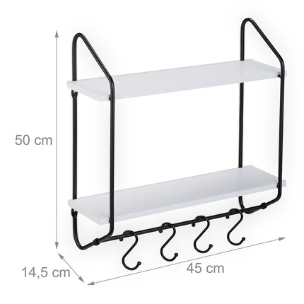Wall shelf with hook bar