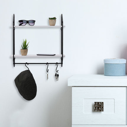 Wall shelf with hook bar