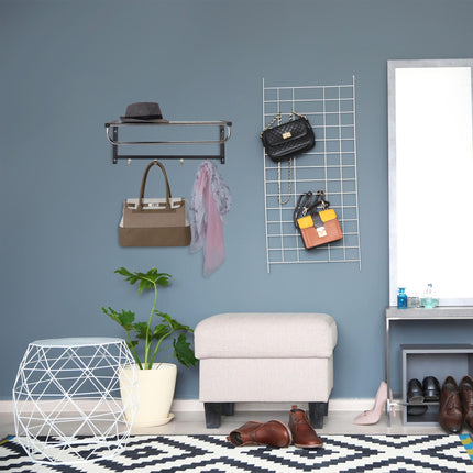 Wall shelf with hook strip