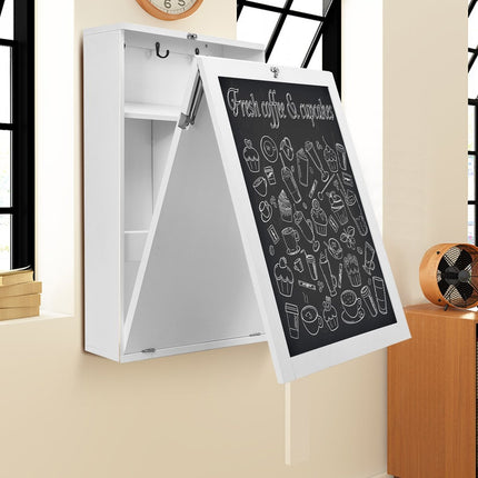 Wall table folding wall folding table convertible desk with board white/black 60 x 15.5 x 75 cm-white