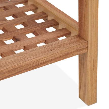 Walnut Coffee Table with Glass Top, 2 Shelves