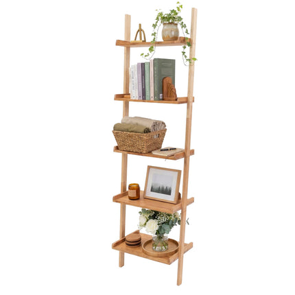 Walnut Ladder Shelf, 5-Tier, Natural Finish, 189 cm