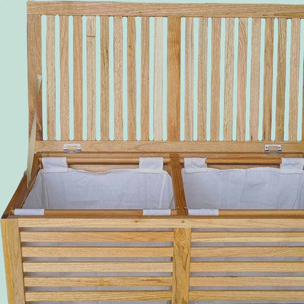 Walnut Laundry Hamper, 150L, 2 Compartments
