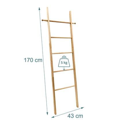 Walnut Towel Ladder, 5 Rungs, Natural Finish