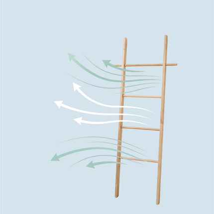Walnut Towel Ladder with 4 Rungs and Side Hooks
