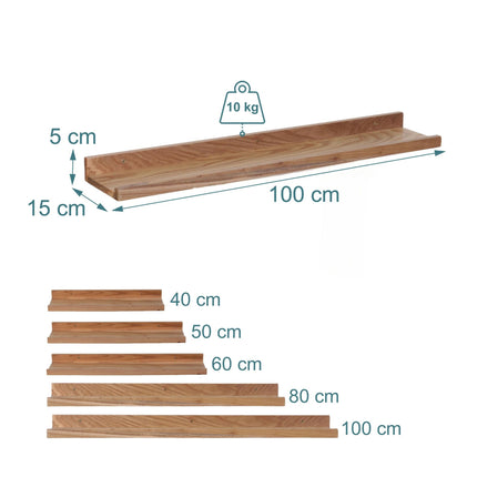 Walnut Wall Picture Ledge Shelf – Raised Front Edge