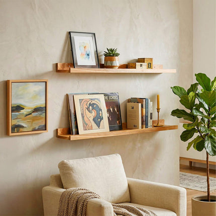 Walnut Wall Picture Ledge Shelf – Raised Front Edge