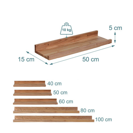 Walnut Wall Shelf, Narrow Picture Ledge With Lip