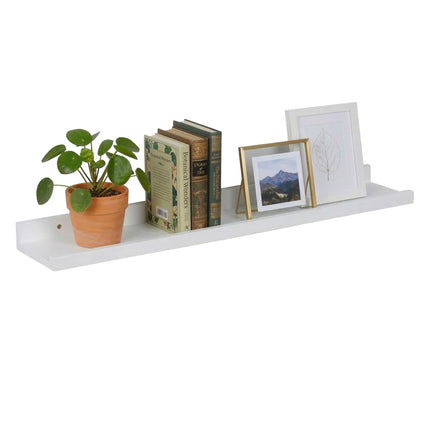 Walnut Wall Shelf, Picture Ledge With Raised Edge
