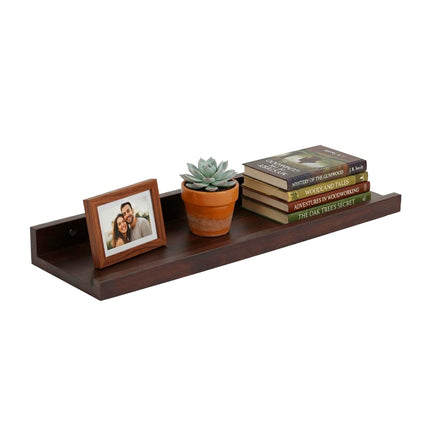 Walnut Wall Shelf, Picture Ledge With Raised Front Edge