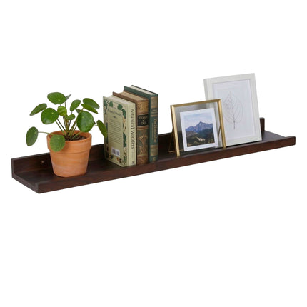 Walnut Wall Shelf, Picture Ledge With Raised Lip