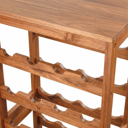 Walnut Wine Rack, Holds 28 Bottles, Horizontal Storage
