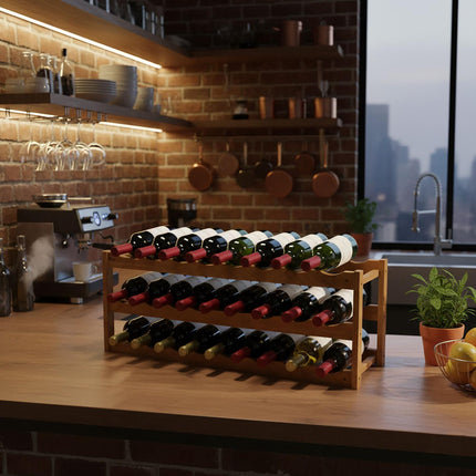 Walnut Wine Rack for 24 Bottles