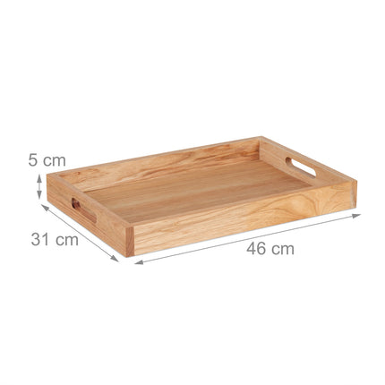 Walnut Wood & MDF Large Serving Tray with Handles