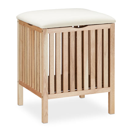 Walnut Wood Washing Basket with Seat