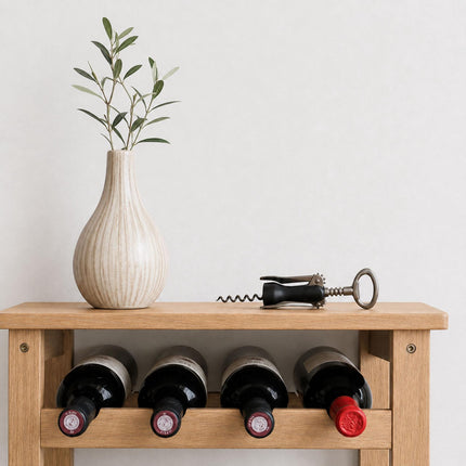 Walnut Wood Wine Rack for 24 Bottles with Top Shelf, 82 cm, Natural