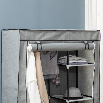 Foldable gray wardrobe, 6 compartments, 103x43x162.5 cm