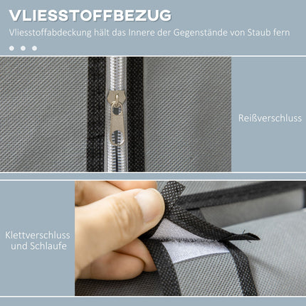 Foldable gray wardrobe, 6 compartments, 103x43x162.5 cm