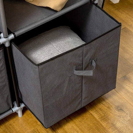 Folding wardrobe, zipper, non-woven, dark grey