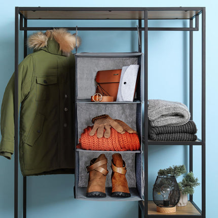 Wardrobe Hanging Organizer, 3 Compartments, Set of 2